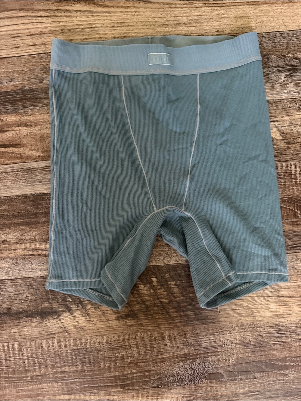 SKIMS Women’s Stretch Cotton Rib Boxers - Sage Blue